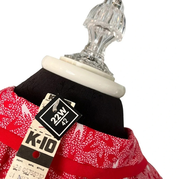 NWT NOS Vintage Lady Manhattan Red White Polyester Blouse 22W 1979-1983 - Picture 8 of 14